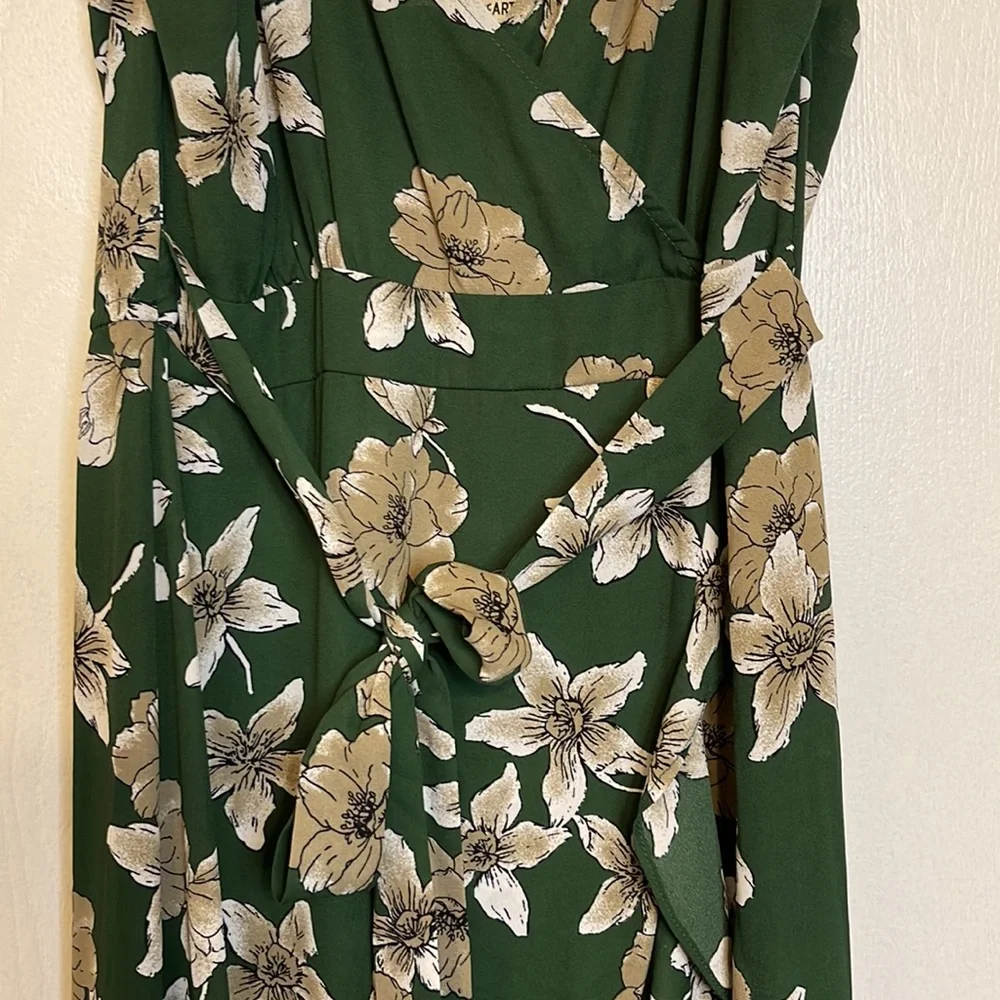Inspired Hearts Green Floral Hi-Low Faux Wrap Dress, Sz. XL, EUC - Picture 3 of 8